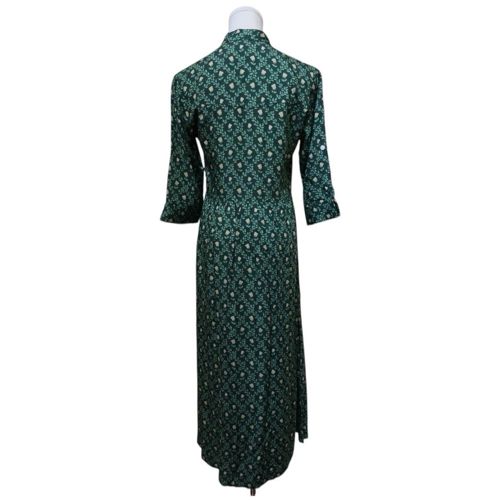 Beau & Ro Green Floral Button Front Midi Dress Size XS - Picture 10 of 12